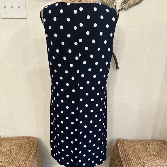 American Living Black & White Polka Dot Sleeveless Sheath Dress – Size 16 - Picture 3 of 4